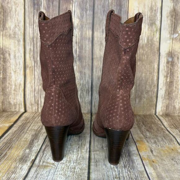 Born Genevieve Brown Polka Dot Suede Leather Western Cowgirl Boots Sz 9M - Picture 3 of 9
